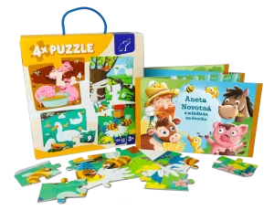 Darkové balení puzzle FARMA a leporelo MLÁĎÁTKA NA DVORKU