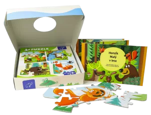 Darkové balení puzzle LES a leporelo LES